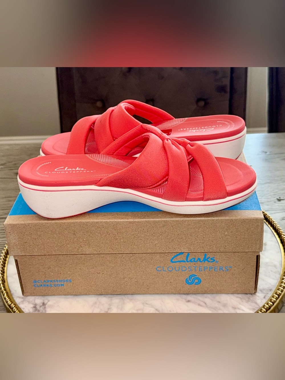 Clarks Breeze Rae Cam Coral Sandals | Sz. 7 (NWB) - Picture 4 of 7